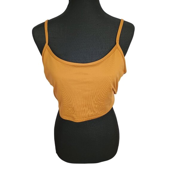 VICTORIA'S SECRET PINK Mustard Yellow  Active Crop Top XL - Picture 1 of 9